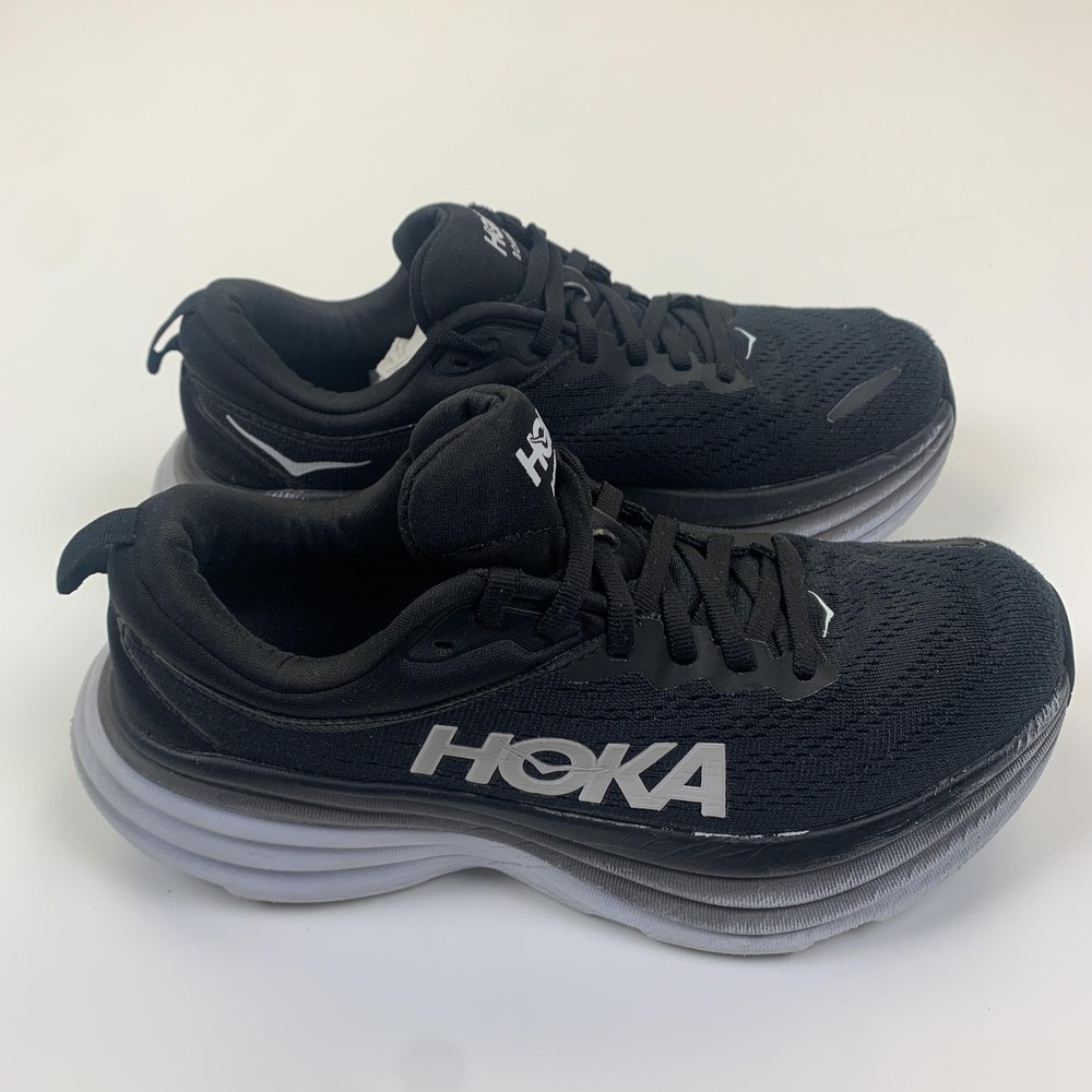Hoka One One Bondi 8 Shoes Womens Size 7 Black Running Sneakers 1127952 BWHJ
